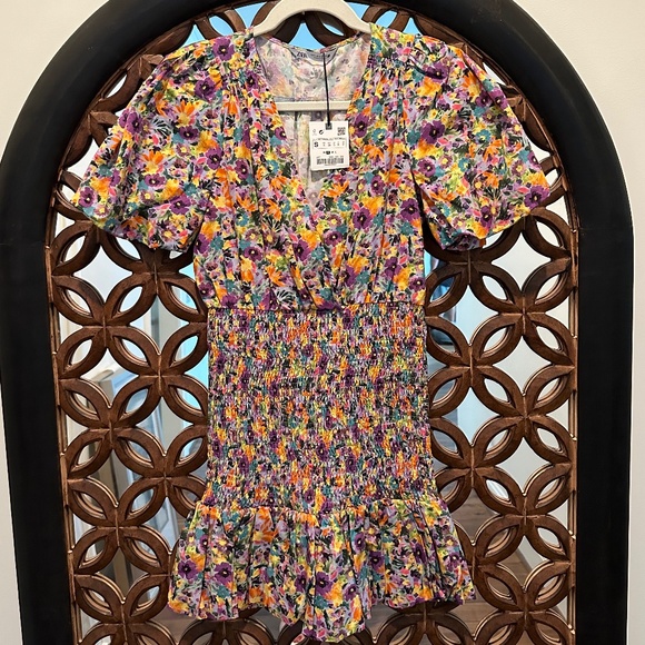 Zara Floral Smocked Tiered Dress - Picture 2 of 6